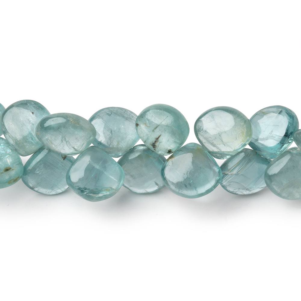 8-9mm Teal Kyanite Plain Heart Beads 7.5 inch 46 pieces