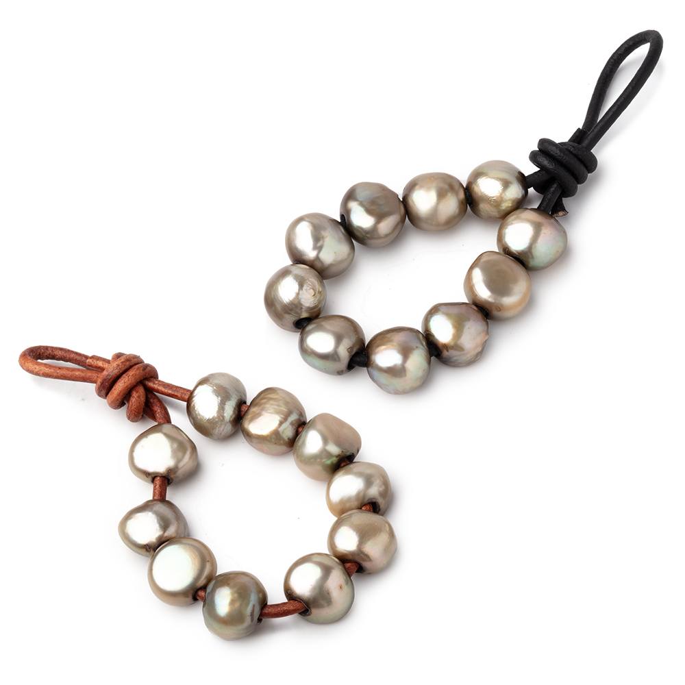 9-11mm Celadon Green Large Hole Baroque Pearls Set of 10