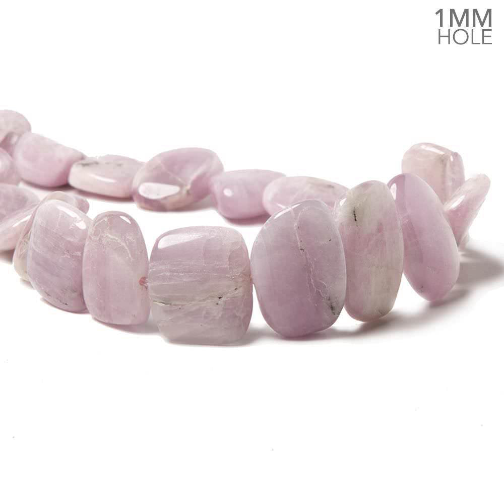 15x11-19x18mm Kunzite side drilled plain nugget beads 16 inch 28 pieces 1mm Large Hole