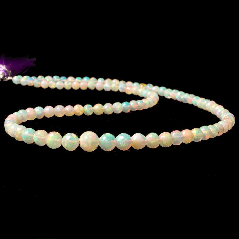 3.5-6.5mm Ethiopian Cream White Opal faceted round beads 17 inch 100 pcs