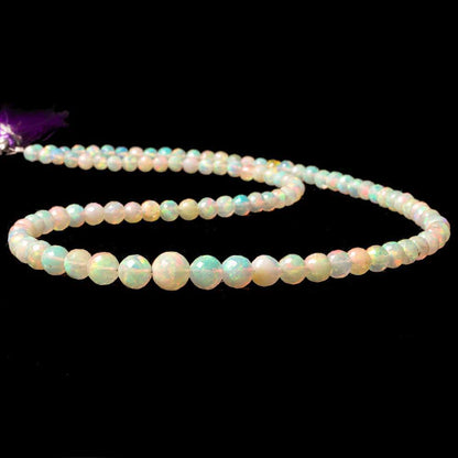 3.5-6.5mm Ethiopian Cream White Opal faceted round beads 17 inch 100 pcs