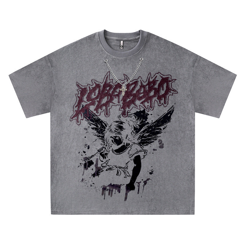 Loose Suede Crew Neck T-Shirt for Men and Women Base Layer