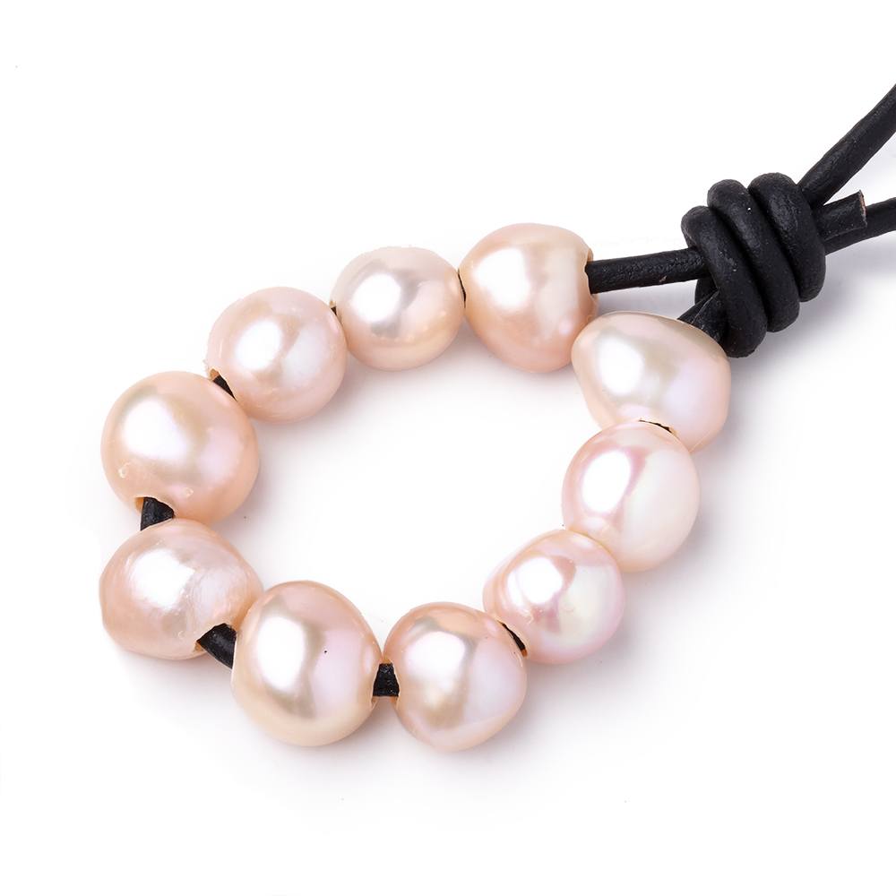 8.5-10mm Ballet Pink Large Hole Baroque Pearls Set of 10