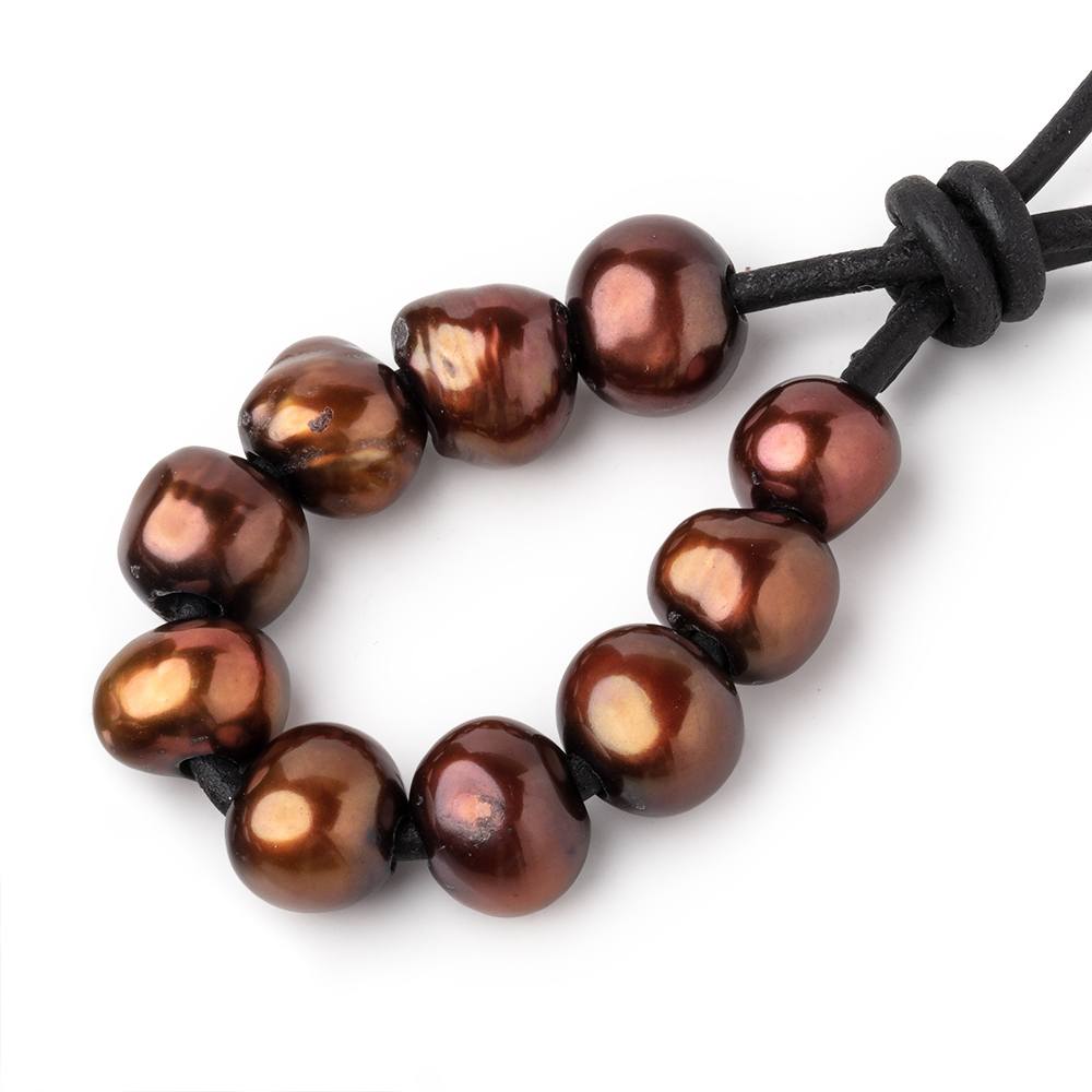 8.5-10mm Chutney Brown Large Hole Baroque Pearls Sets of 10