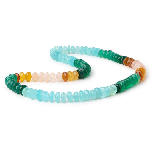 8.5-10mm Multi Color Chalcedony Faceted Rondelle 19 inch 94 Beads