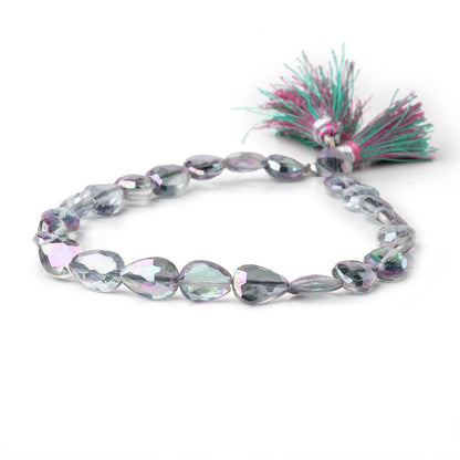 8.5-10mm Mystic White Topaz Straight Drill Faceted Pears 9 inch 25 Beads