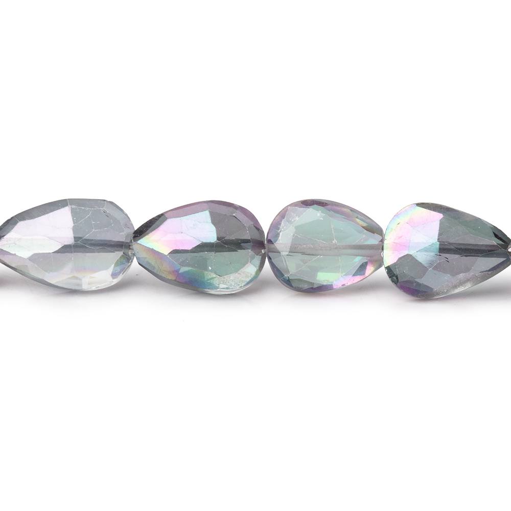 8.5-10mm Mystic White Topaz Straight Drill Faceted Pears 9 inch 25 Beads