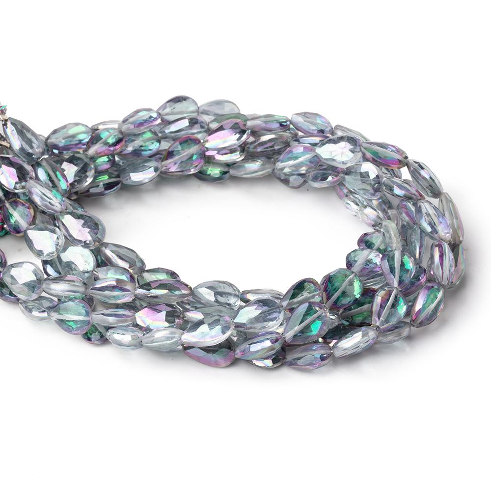 8.5-10mm Mystic White Topaz Straight Drill Faceted Pears 9 inch 25 Beads