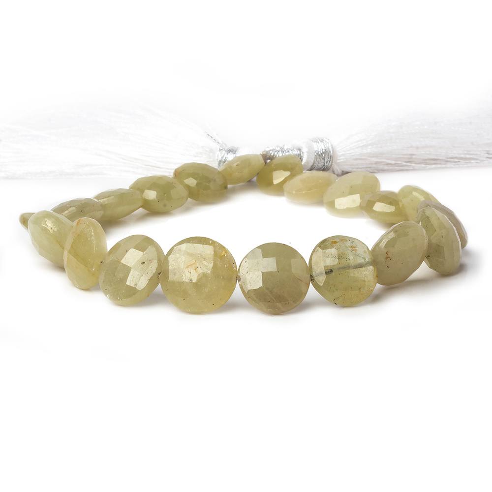 8.5-11mm Pale Yellow Sapphire Faceted Coin Beads 8 inch 20 pieces