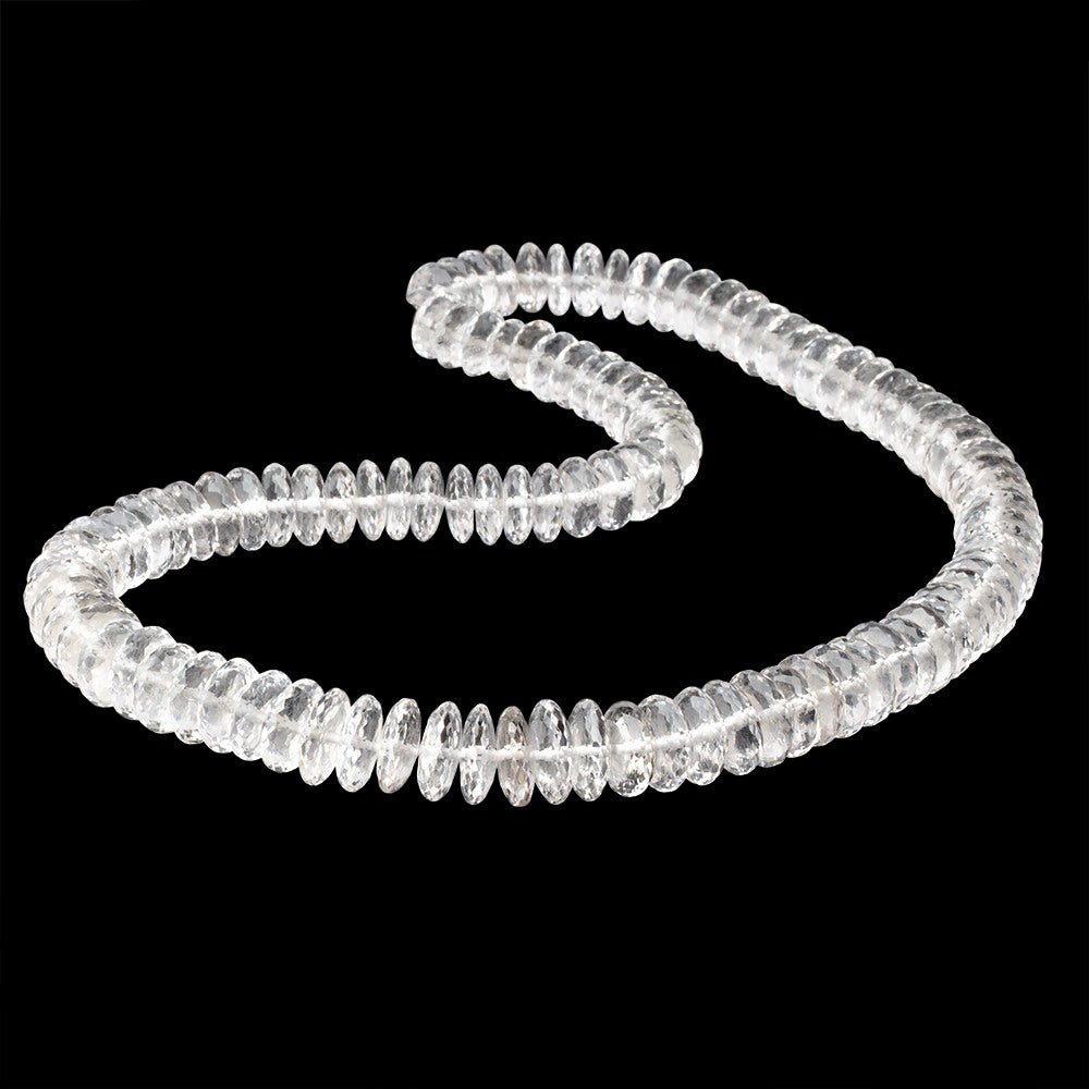 8.5-12.5mm Crystal Quartz German Faceted Rondelles 18 inch 106 Beads AAA