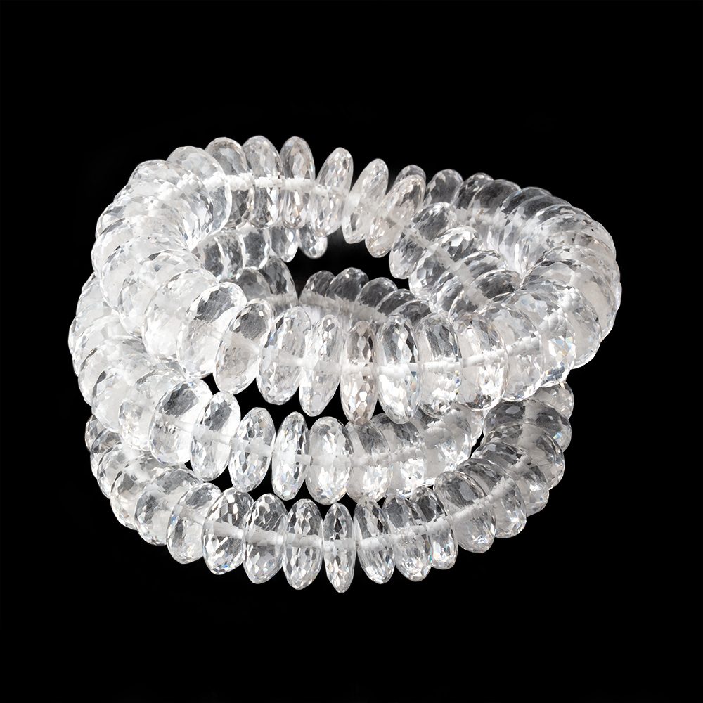 8.5-12.5mm Crystal Quartz German Faceted Rondelles 18 inch 106 Beads AAA