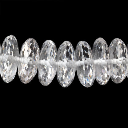 8.5-12.5mm Crystal Quartz German Faceted Rondelles 18 inch 106 Beads AAA