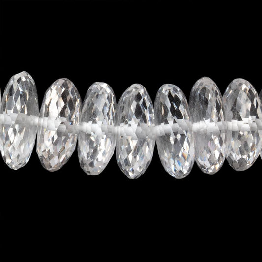 8.5-12.5mm Crystal Quartz German Faceted Rondelles 18 inch 106 Beads AAA