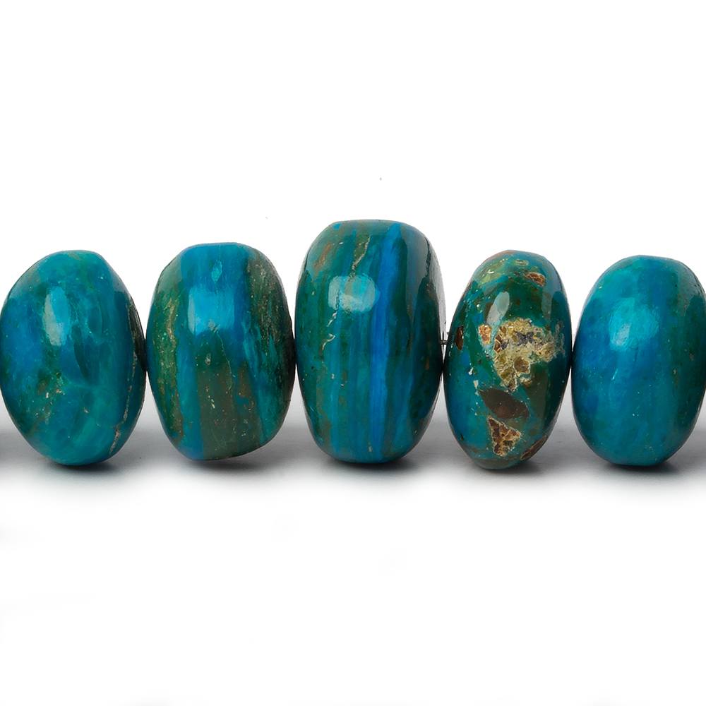 8.5-15.5mm Peruvian Blue Opal plain rondelle beads 20 inch 71 pieces AA