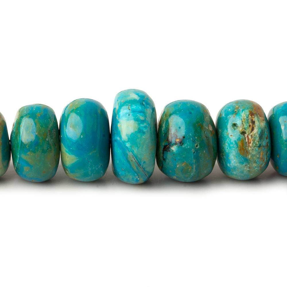 8.5-15.5mm Peruvian Blue Opal plain rondelle beads 20 inch 74 pieces AA