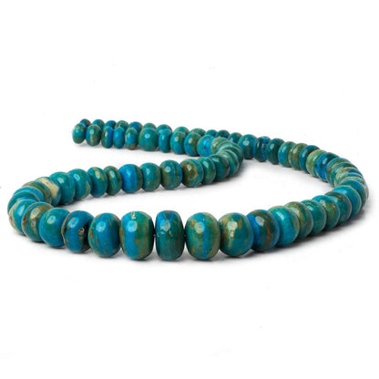 8.5-15.5mm Peruvian Blue Opal plain rondelle beads 20 inch 74 pieces AA