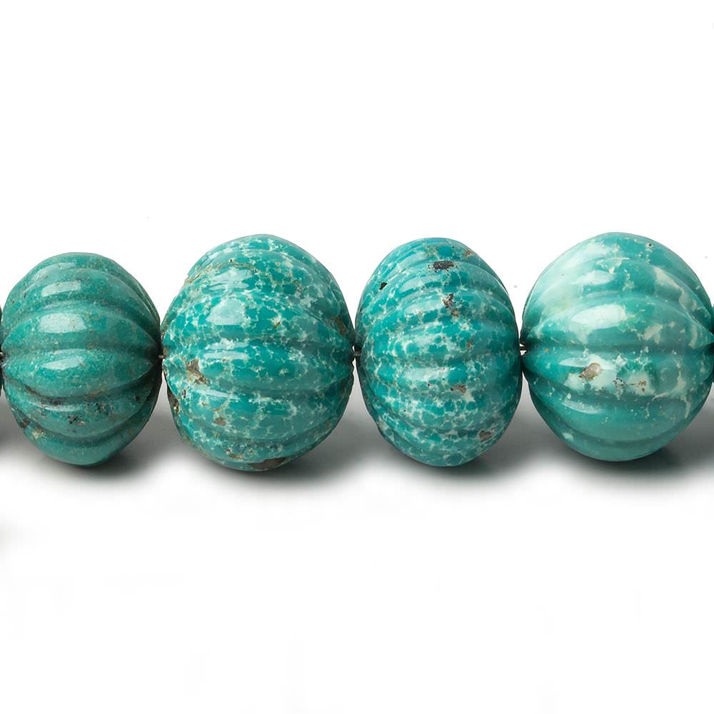 8.5-15mm Turquoise carved melon rondelle beads 18 inch 53 pieces