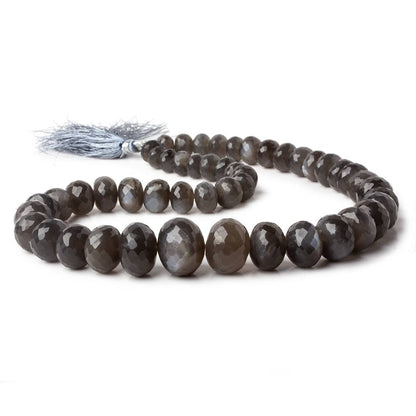 9-16mm Platinum Grey Moonstone faceted rondelles 15 inch 52 beads AA