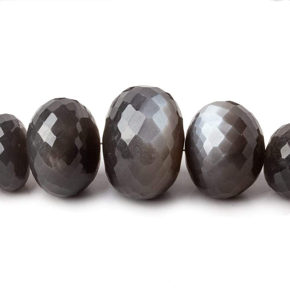 8.5-22mm Platinum Grey Moonstone faceted rondelles 15 inch 47 beads AA