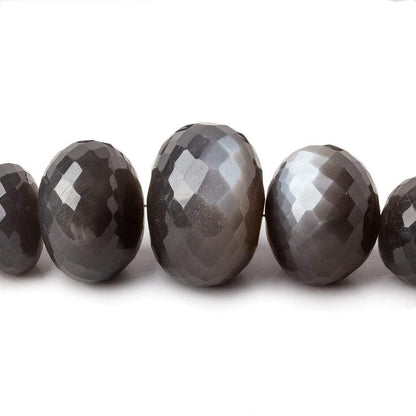 8.5-22mm Platinum Grey Moonstone faceted rondelles 15 inch 47 beads AA