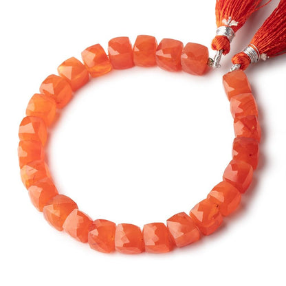8-8.5mm Carnelian faceted cube beads 8 inch 25 pieces