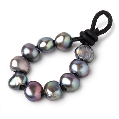 8.5-9.5mm Dark Aqua Silver Large Hole Baroque Pearls Set of 10