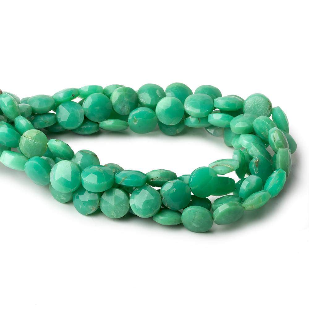 8.5-9.5mm Dark Chrysoprase Faceted Coins 8 inch 23 beads