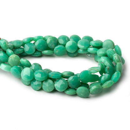 8.5-9.5mm Dark Chrysoprase Faceted Coins 8 inch 23 beads
