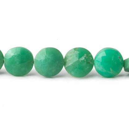 8.5-9.5mm Dark Chrysoprase Faceted Coins 8 inch 23 beads