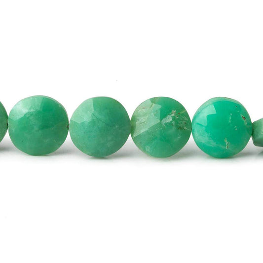 8.5-9.5mm Dark Chrysoprase Faceted Coins 8 inch 23 beads