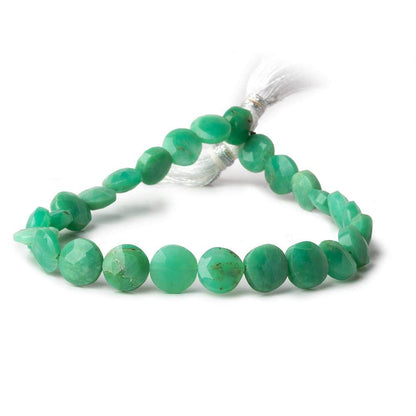 8.5-9.5mm Dark Chrysoprase Faceted Coins 8 inch 23 beads