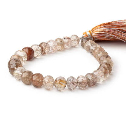 8.5-9.5mm Rutilated Quartz Faceted Rondelle Beads 8 inch 29 pieces