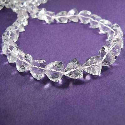 8.5-9mm Crystal Quartz Straight Drill Faceted Trillion 9 inch 25 pieces