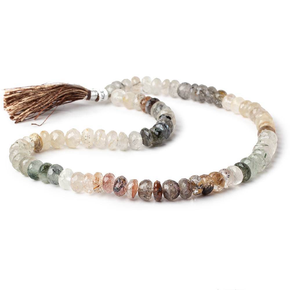 8.5-9mm Multi Rutilated Quartz Faceted Rondelle 15 inch 75 pieces A