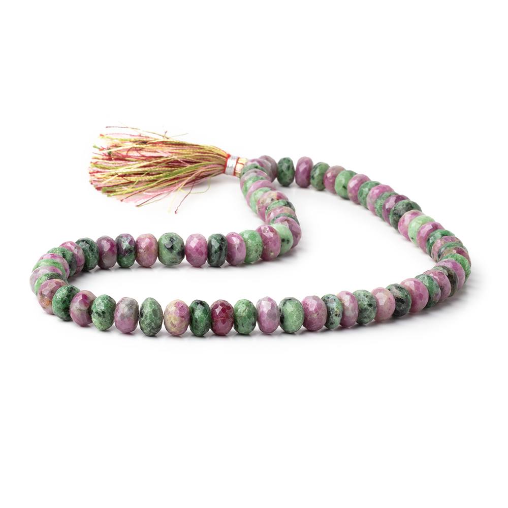 8.5-9mm Ruby in Zoisite Faceted Rondelle Beads 16 inch 70 pieces