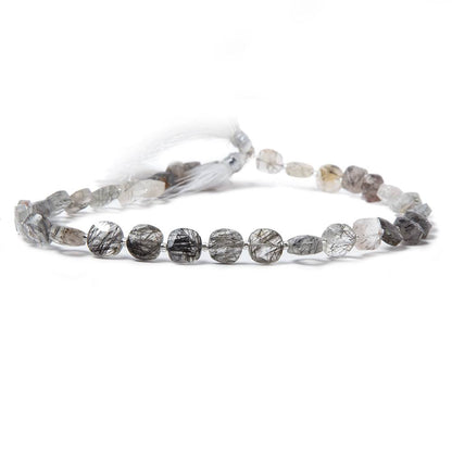 8.5-9mm Tourmalinated Quartz faceted pillow beads 14 inch 33 pieces