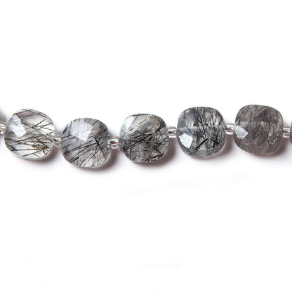 8.5-9mm Tourmalinated Quartz faceted pillow beads 14 inch 33 pieces