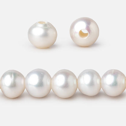 8.5-9mm White Off Round Large Hole Freshwater Pearls 7.5 inch 22 Beads
