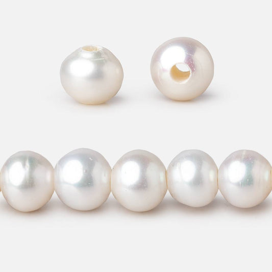 8.5-9mm White Off Round Large Hole Freshwater Pearls 7.5 inch 22 Beads