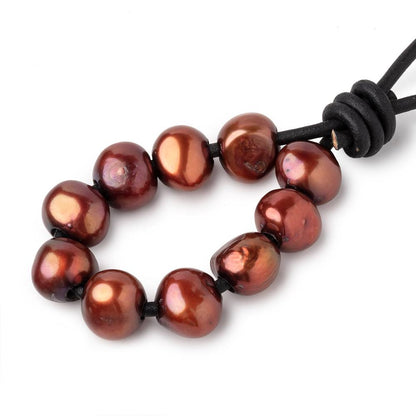 8.5-10.5mm Saffron Brown Large Hole Baroque Pearls Set of 10