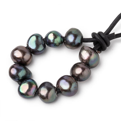 9.5-10.5mm Gray Peacock Large Hole Baroque Pearls Set of 10