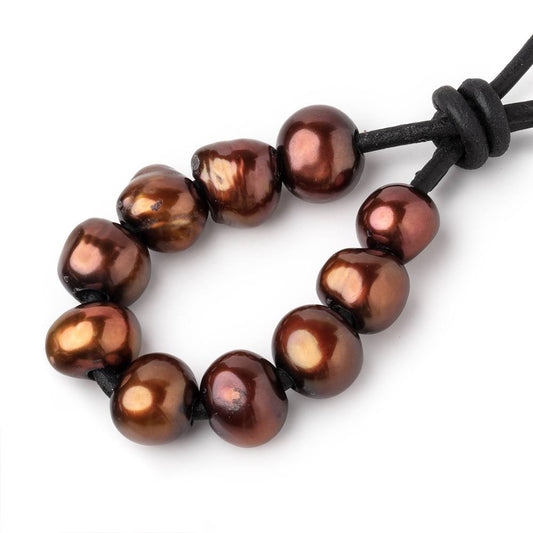 8.5-10mm Chutney Brown Large Hole Baroque Pearls Sets of 10