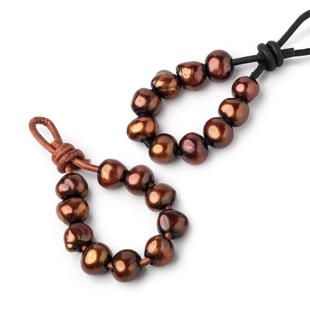8.5-10mm Chutney Brown Large Hole Baroque Pearls Sets of 10