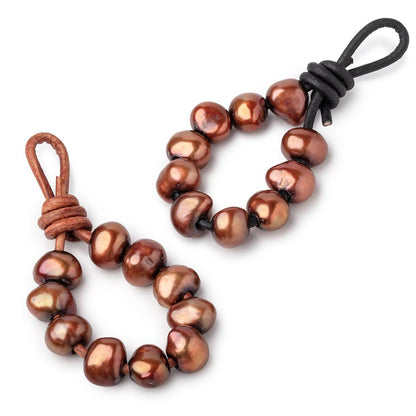 9.5-10.5mm Chestnut Brown Large Hole Baroque Pearls Set of 10