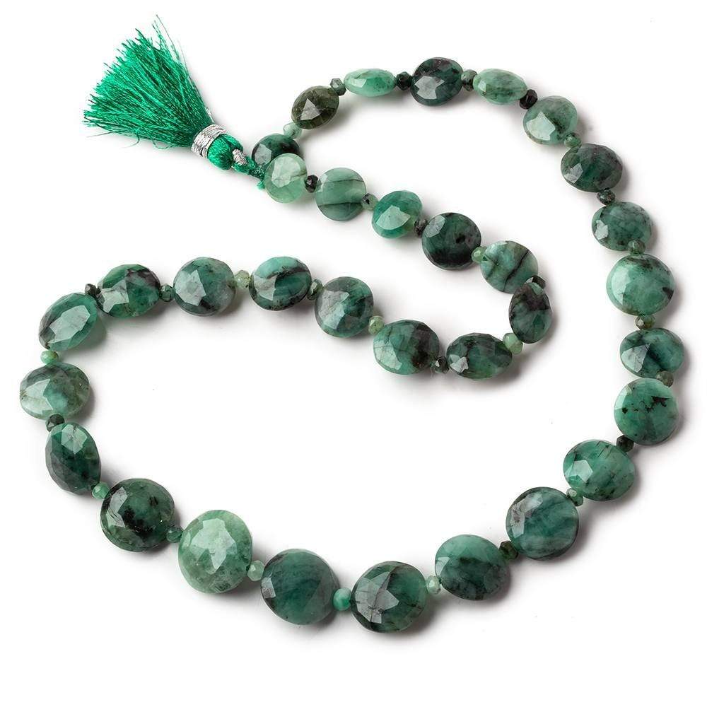 8.5-13.5mm Brazilian Emerald Faceted Coin Beads 15.5 inch 33 pieces AA