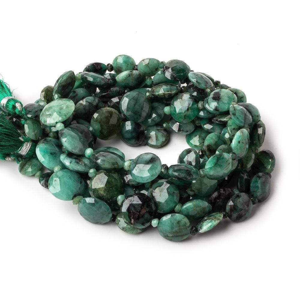 8.5-13.5mm Brazilian Emerald Faceted Coin Beads 15.5 inch 33 pieces AA