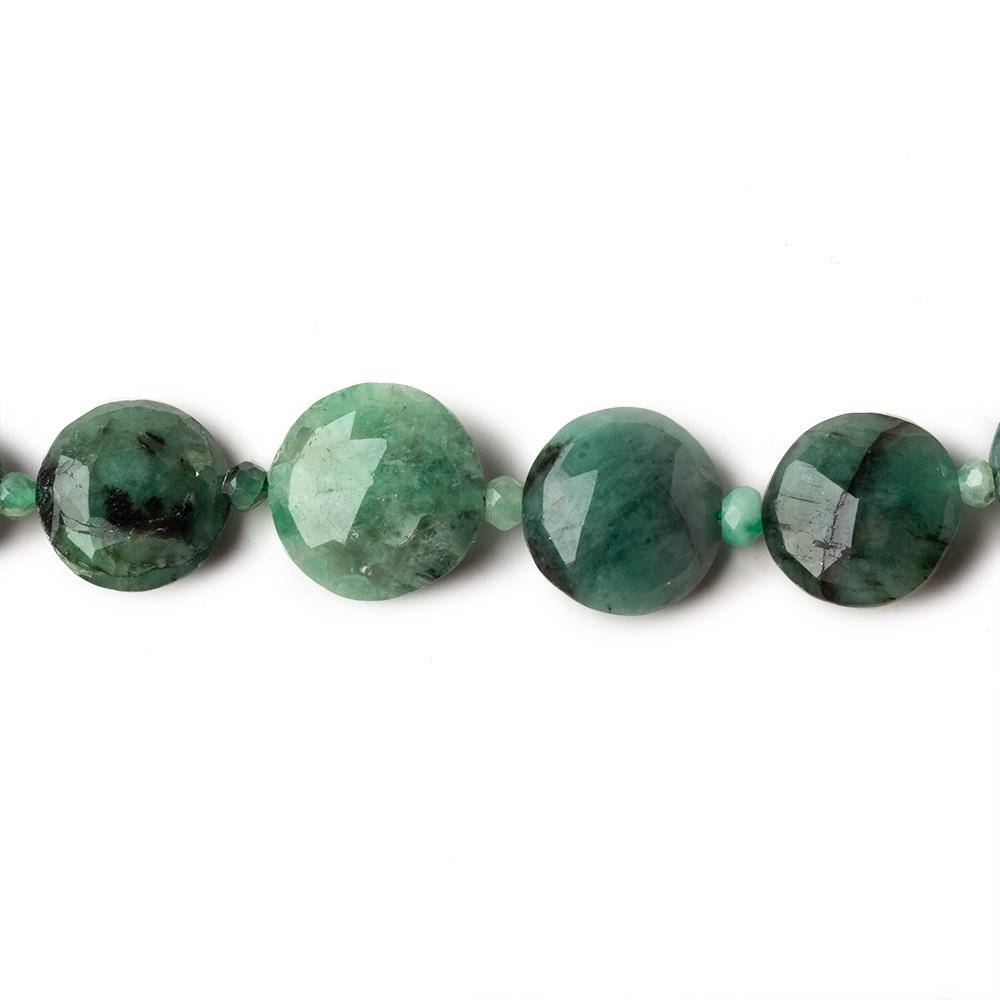 8.5-13.5mm Brazilian Emerald Faceted Coin Beads 15.5 inch 33 pieces AA