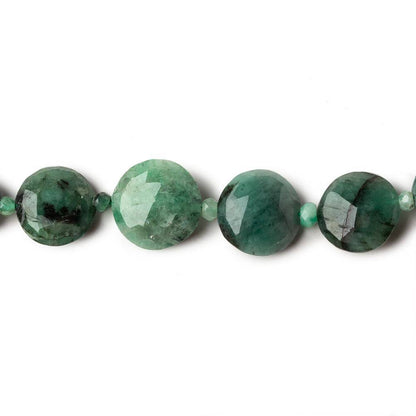 8.5-13.5mm Brazilian Emerald Faceted Coin Beads 15.5 inch 33 pieces AA
