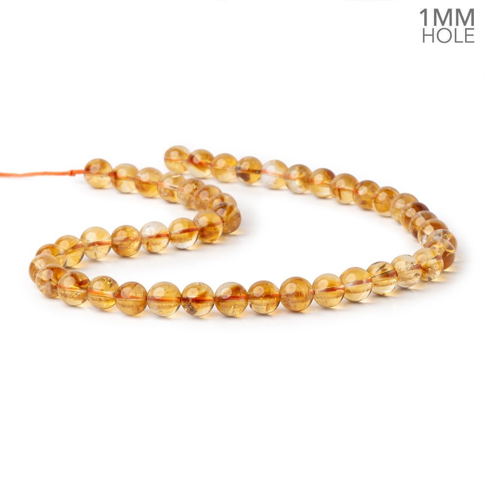 8.5mm Citrine Plain Rounds 15 inch 46 Beads with 1mm Drill Holes AA