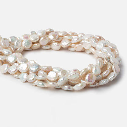 8.5mm Cream White Coin Freshwater Pearls 16 inch 40 pieces